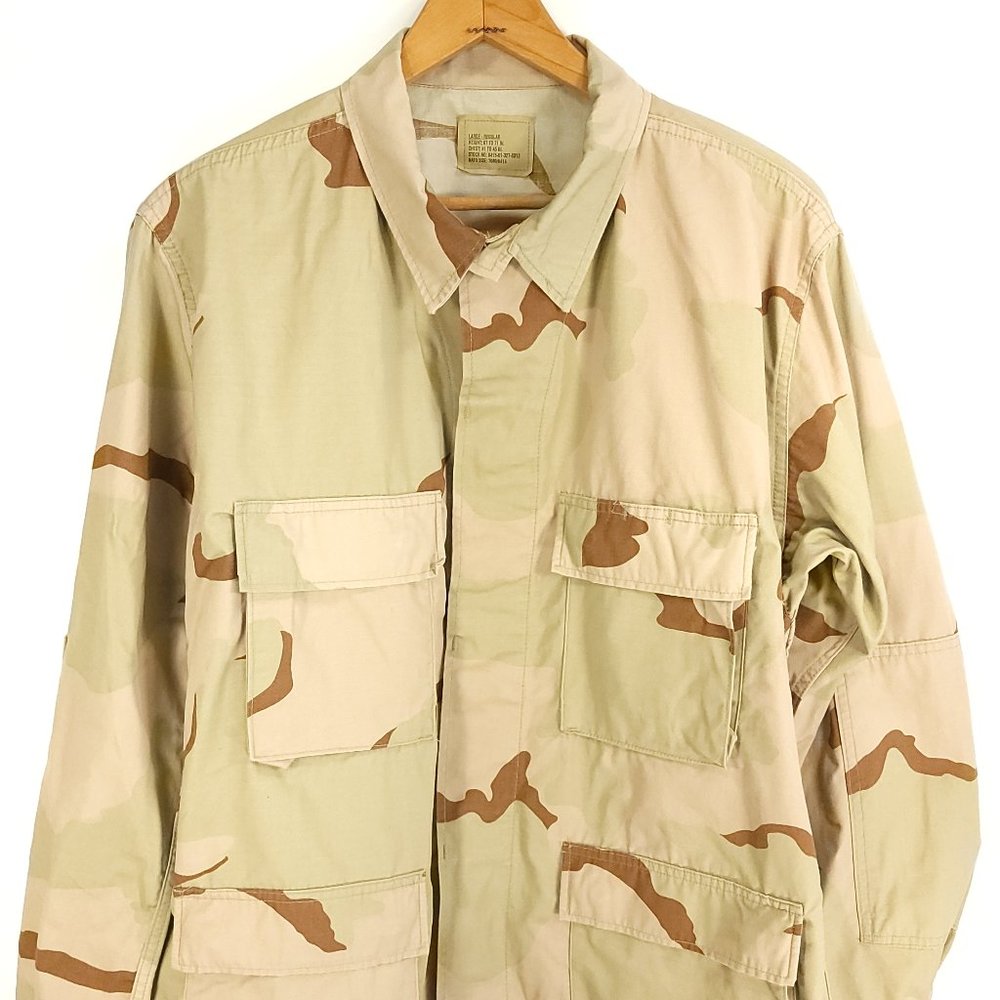 Vtg US Military Coat Desert Camouflage Pattern Combat Men's Large Long Sleeve